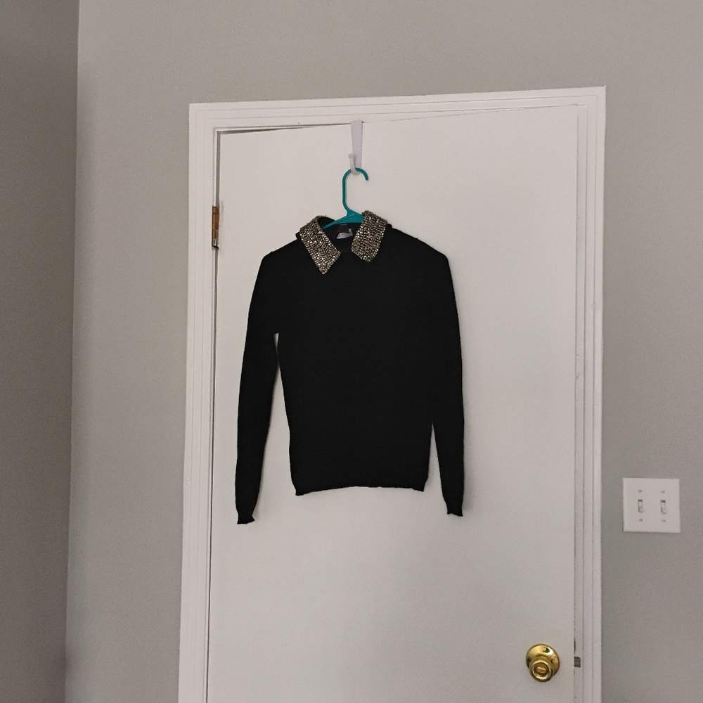Neiman Marcus Sequined Removable Collar Cashmere Sweater Sz XS